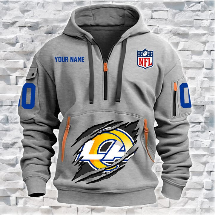 Los Angeles Rams New Personalized Quarter Zip Hoodie Limited Edition AZBTQZH000070