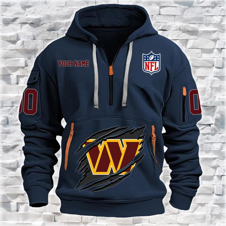 Washington Commanders  New Personalized Quarter Zip Hoodie Limited Edition AZBTQZH000094