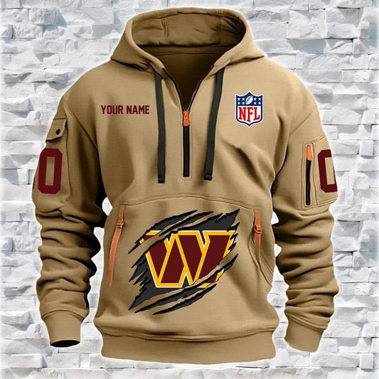 Washington Commanders  New Personalized Quarter Zip Hoodie Limited Edition AZBTQZH000094