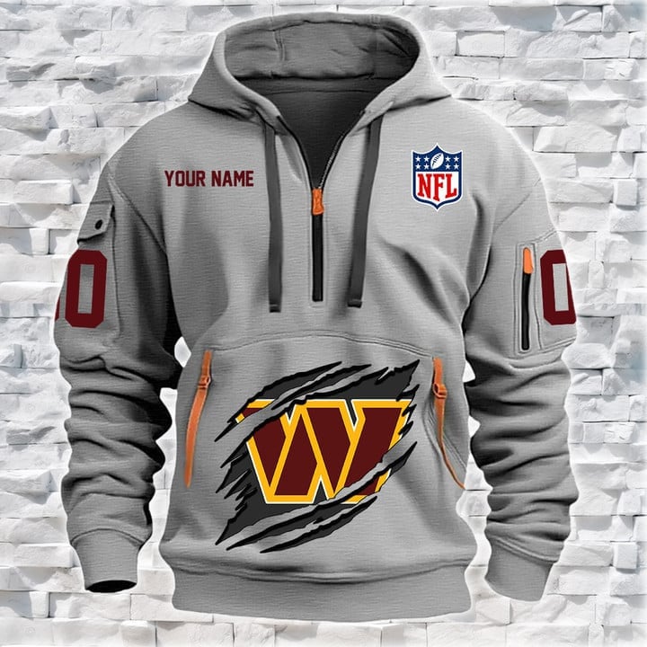 Washington Commanders  New Personalized Quarter Zip Hoodie Limited Edition AZBTQZH000094