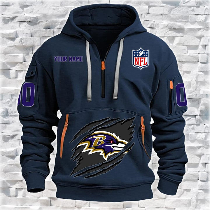 Baltimore Ravens  New Personalized Quarter Zip Hoodie Limited Edition AZBTQZH000073