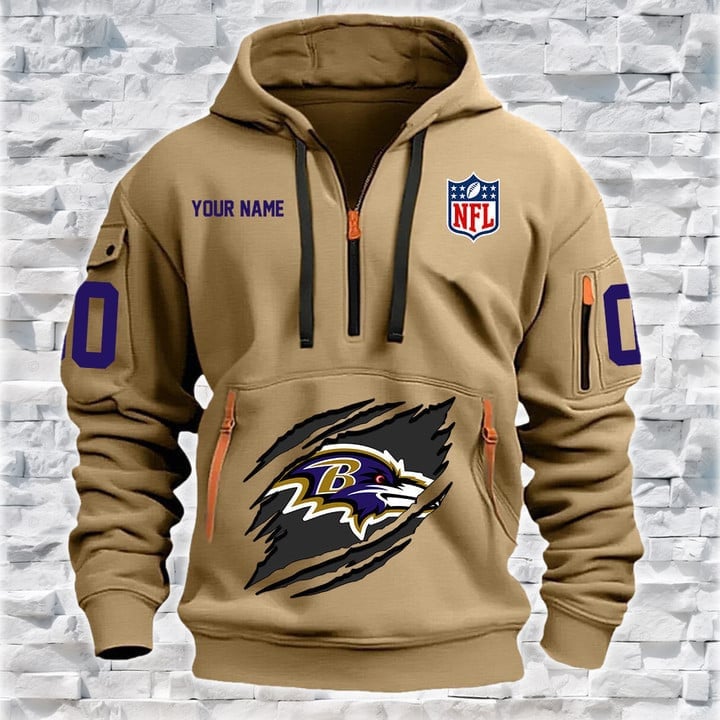 Baltimore Ravens  New Personalized Quarter Zip Hoodie Limited Edition AZBTQZH000073