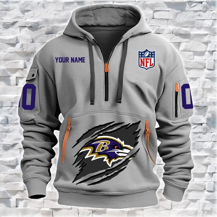 Baltimore Ravens  New Personalized Quarter Zip Hoodie Limited Edition AZBTQZH000073