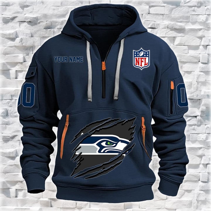 Seattle Seahawks  New Personalized Quarter Zip Hoodie Limited Edition AZBTQZH000075