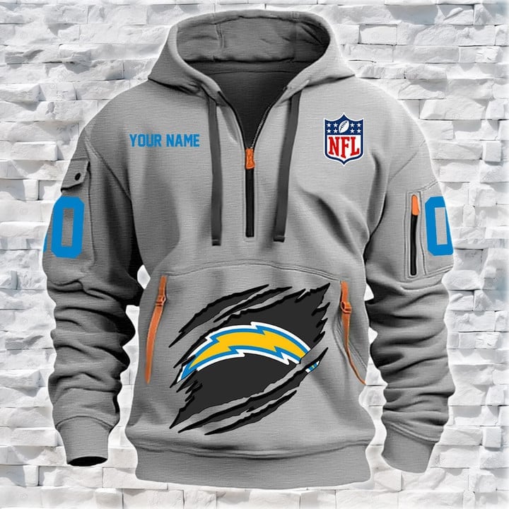Los Angeles Chargers New Personalized Quarter Zip Hoodie Limited Edition AZBTQZH000081