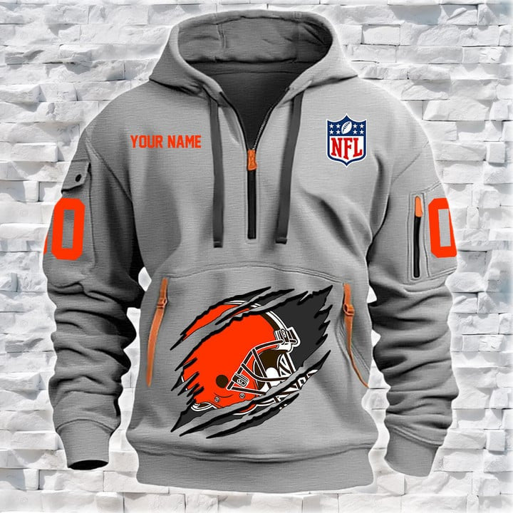 Cleveland Browns  New Personalized Quarter Zip Hoodie Limited Edition AZBTQZH000082