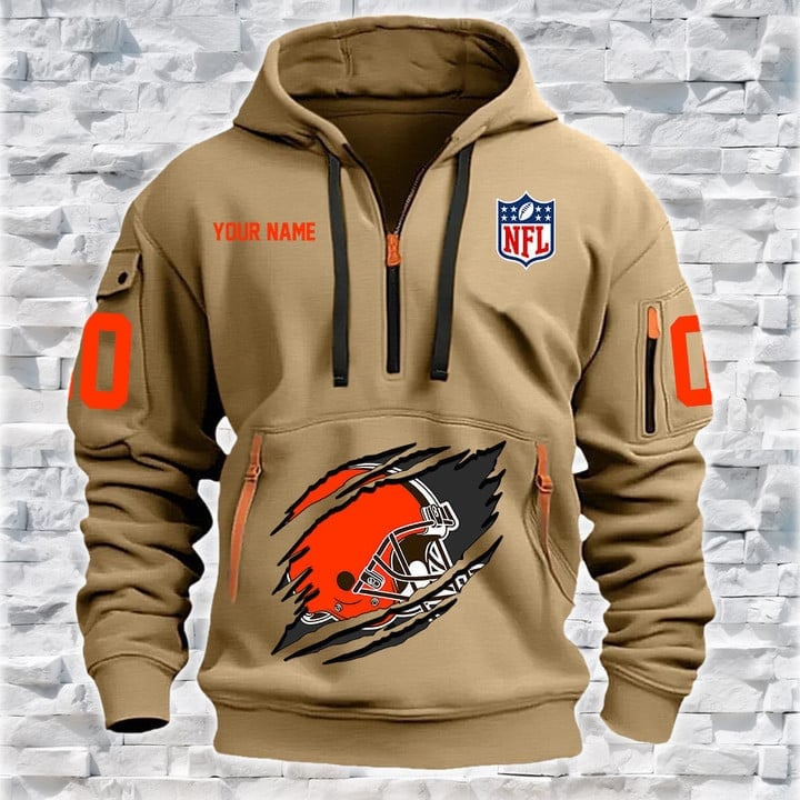 Cleveland Browns  New Personalized Quarter Zip Hoodie Limited Edition AZBTQZH000082
