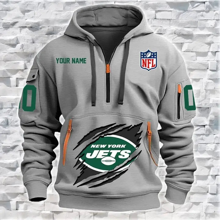 New York Jets New Personalized Quarter Zip Hoodie Limited Edition AZBTQZH000087