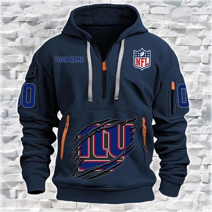New York Giants New Personalized Quarter Zip Hoodie Limited Edition AZBTQZH000092