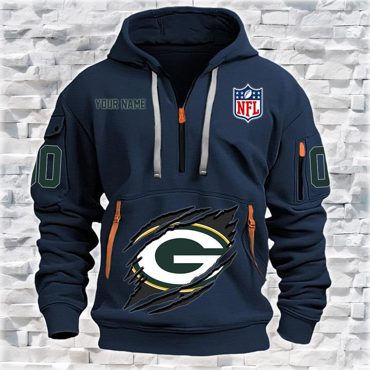 Green Bay Packers New Personalized Quarter Zip Hoodie Limited Edition AZBTQZH000069
