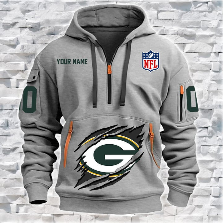 Green Bay Packers New Personalized Quarter Zip Hoodie Limited Edition AZBTQZH000069