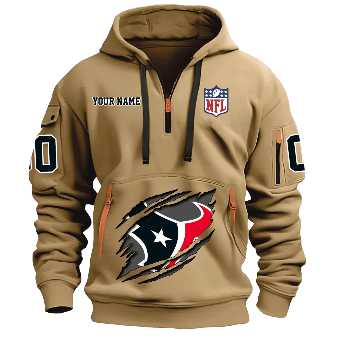 Houston Texans  New Personalized Quarter Zip Hoodie Limited Edition AZBTQZH000078