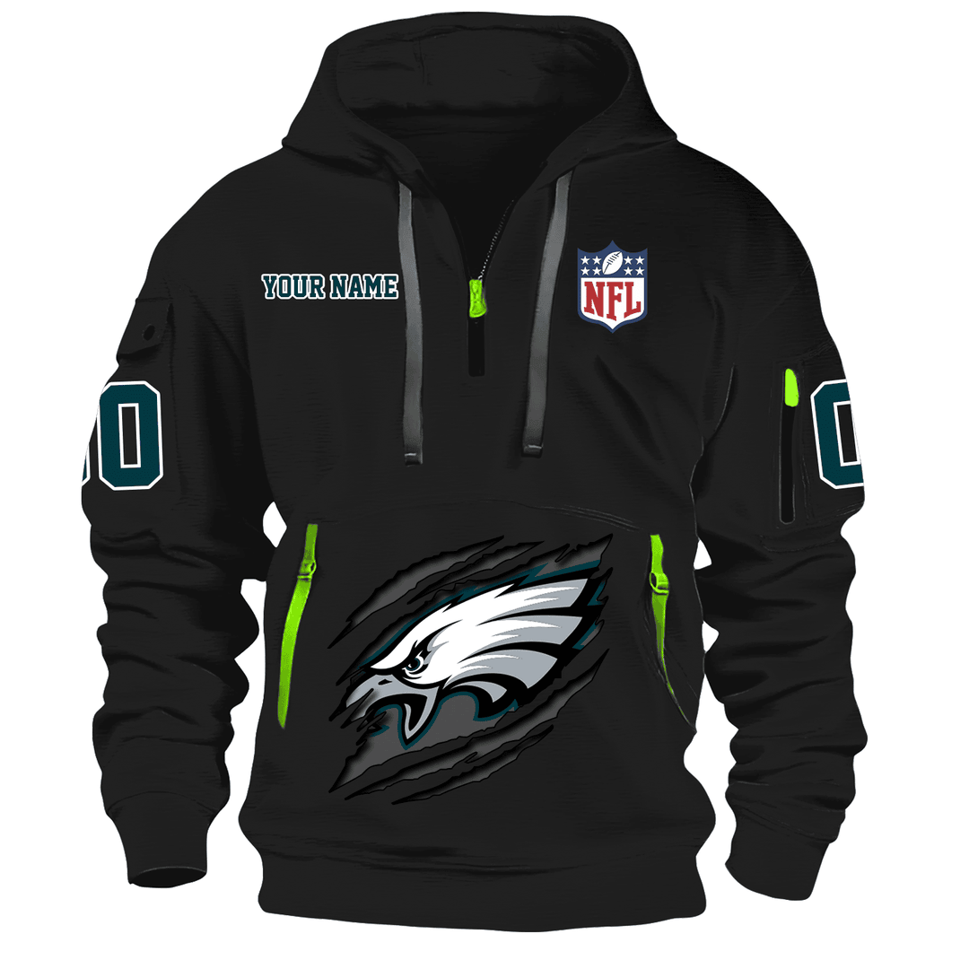 Philadelphia Eagles  New Personalized Quarter Zip Hoodie Limited Edition AZBTQZH000091