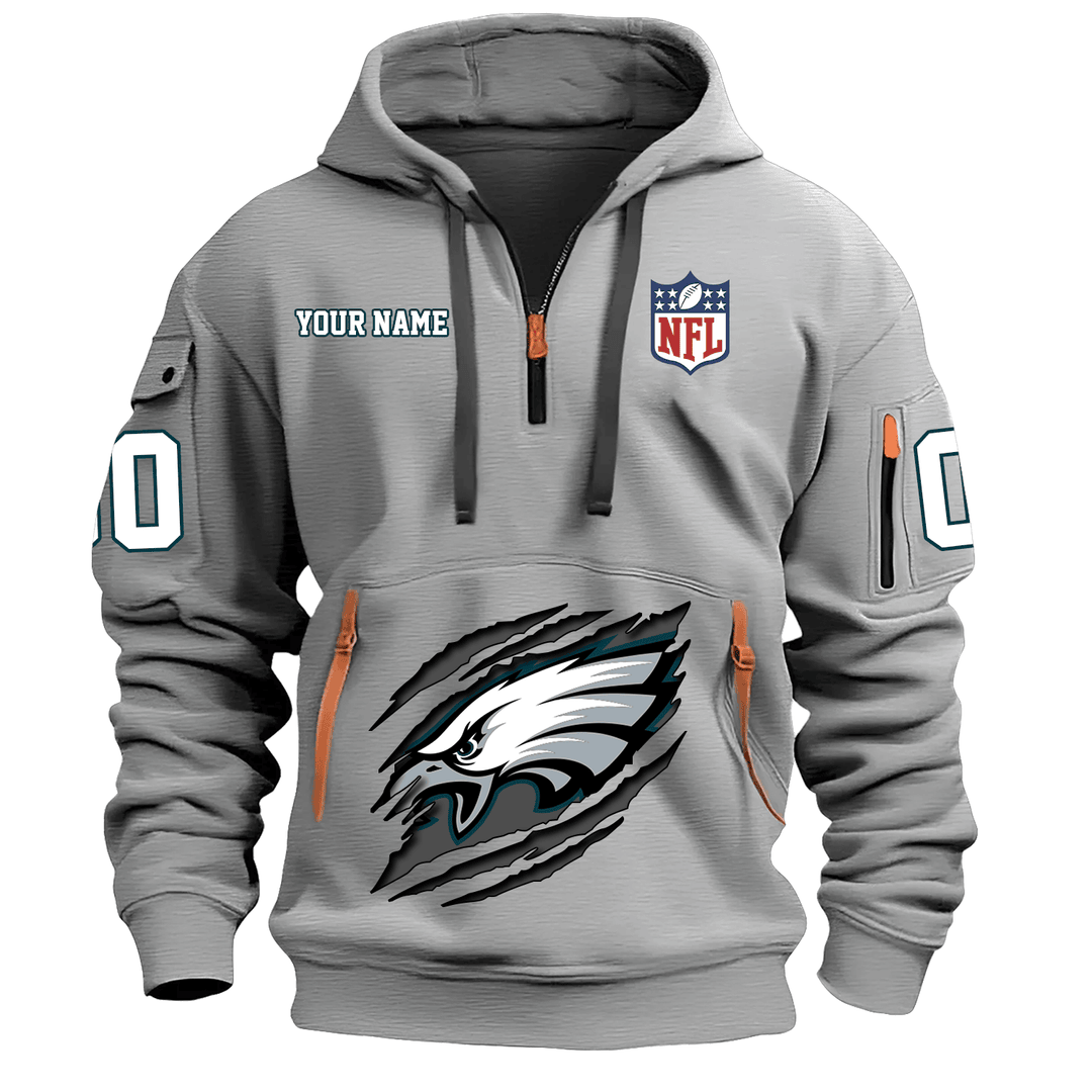 Philadelphia Eagles  New Personalized Quarter Zip Hoodie Limited Edition AZBTQZH000091