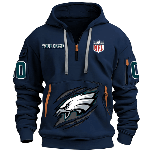Philadelphia Eagles  New Personalized Quarter Zip Hoodie Limited Edition AZBTQZH000091