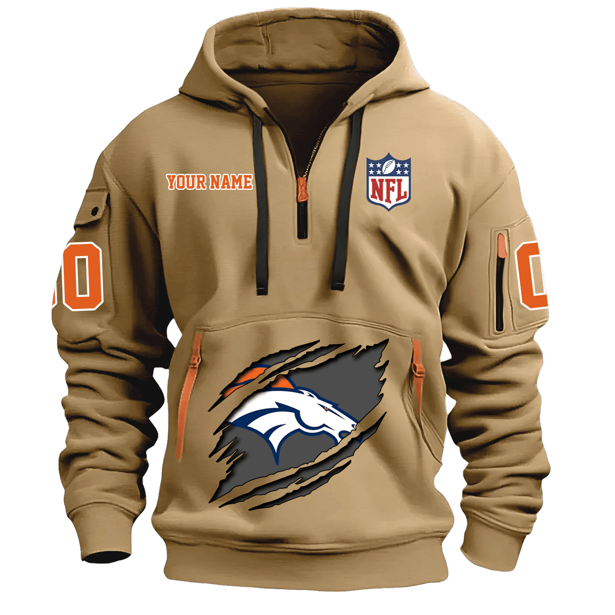 Denver Broncos  New Personalized Quarter Zip Hoodie Limited Edition AZBTQZH000080