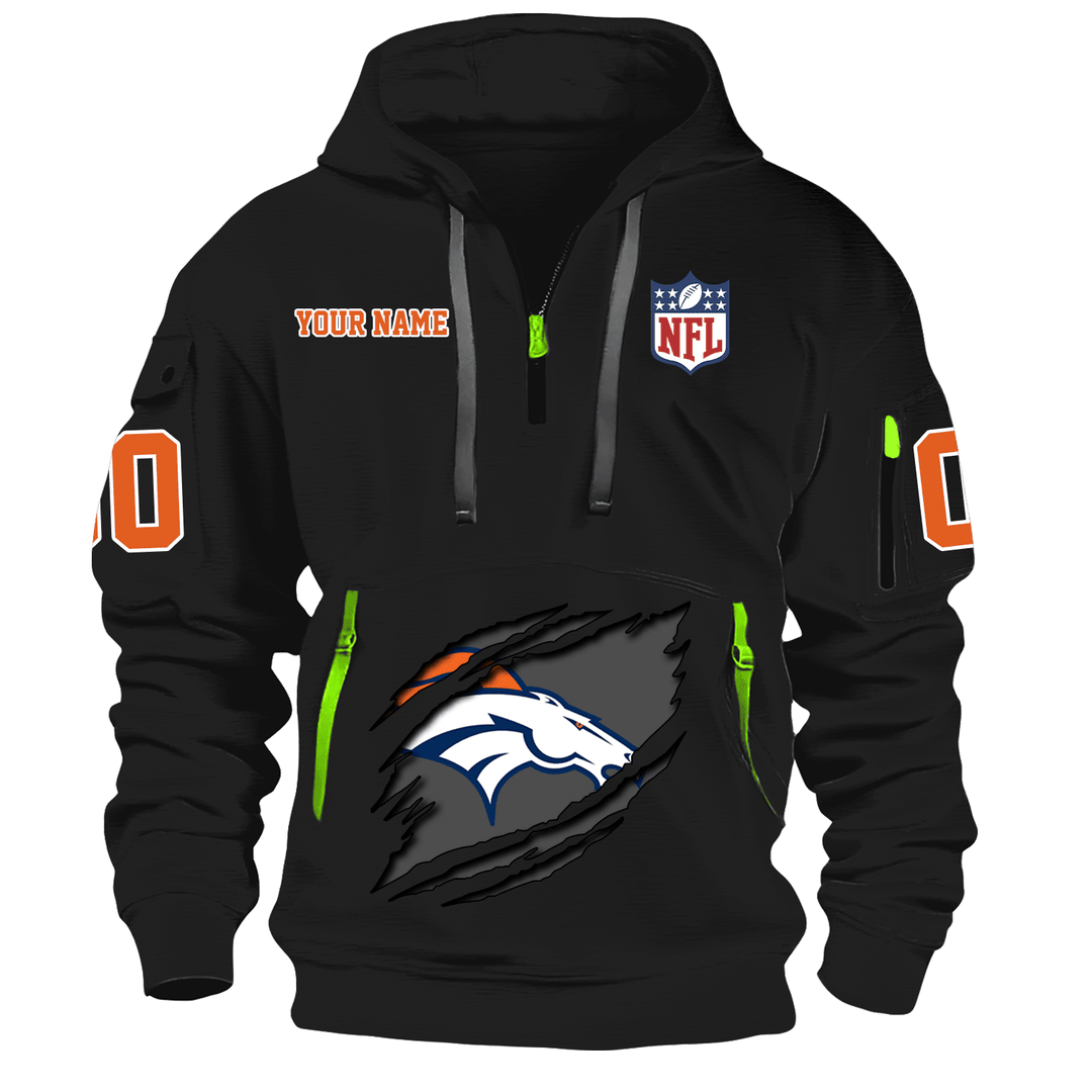 Denver Broncos  New Personalized Quarter Zip Hoodie Limited Edition AZBTQZH000080