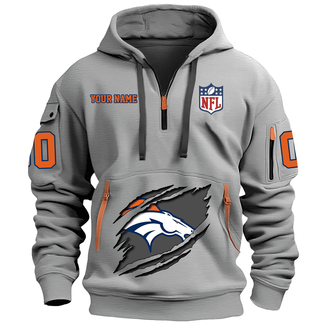 Denver Broncos  New Personalized Quarter Zip Hoodie Limited Edition AZBTQZH000080