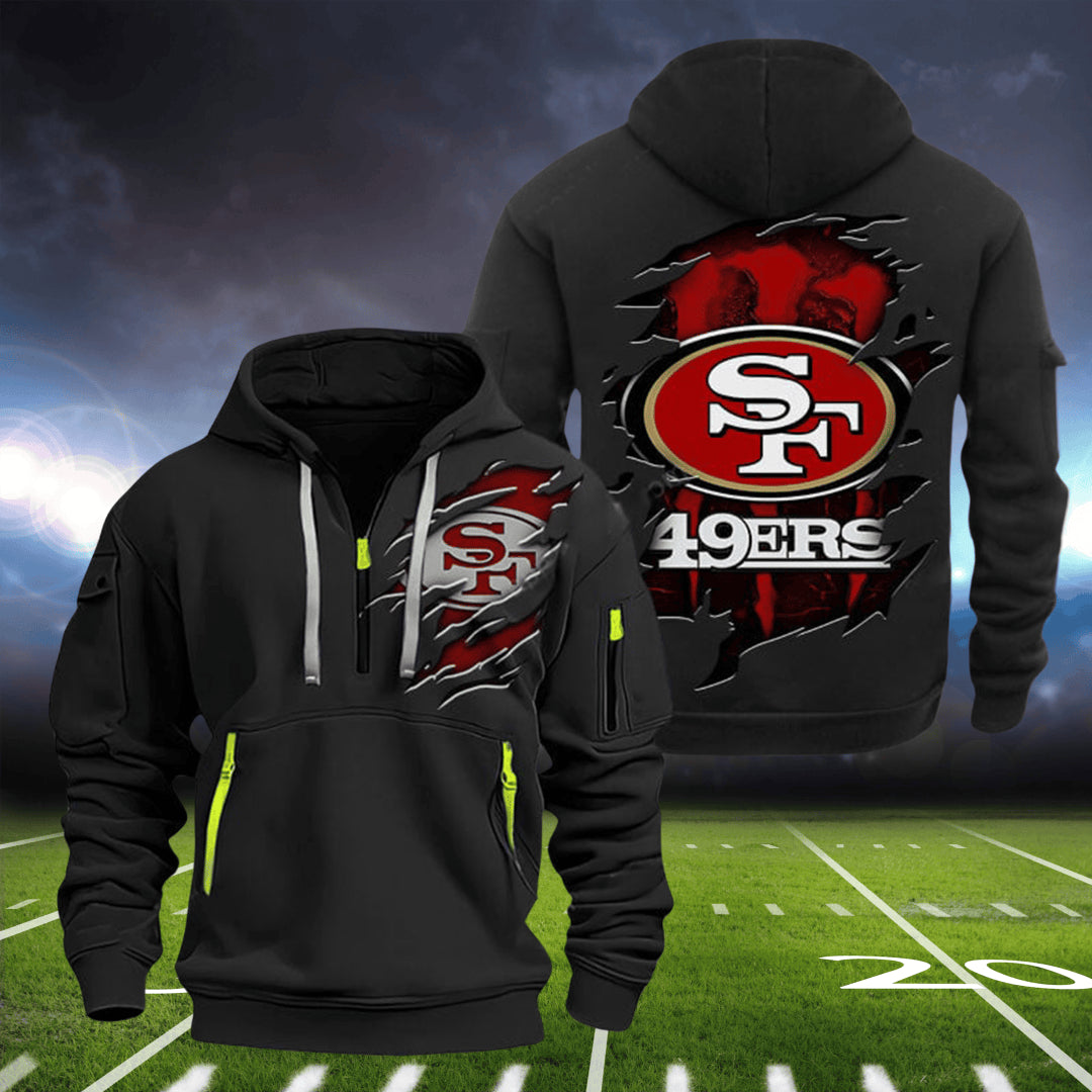 San Francisco 49ers New Personalized Quarter Zip Hoodie Limited Edition AZBTQZH000066