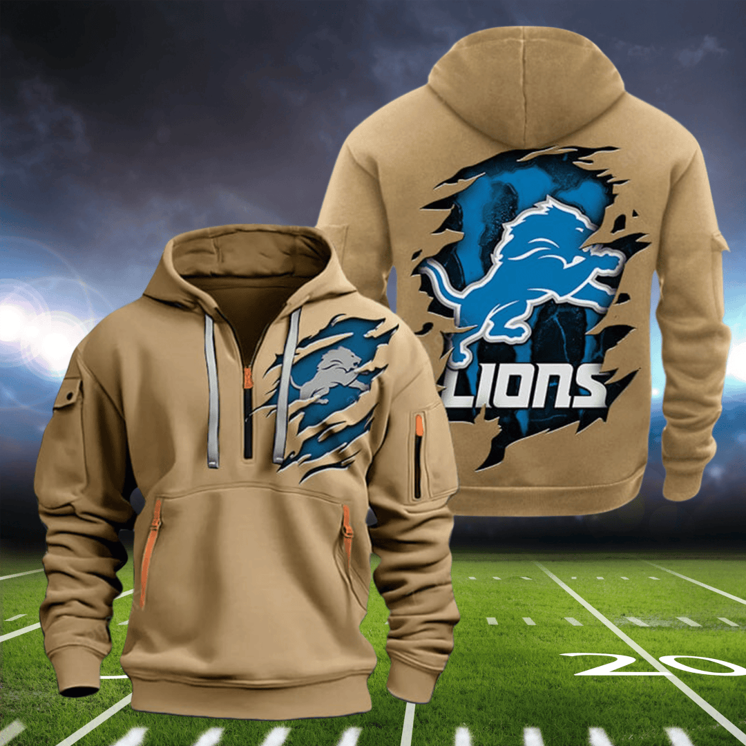 Detroit Lions  New Personalized Quarter Zip Hoodie Limited Edition AZBTQZH000093