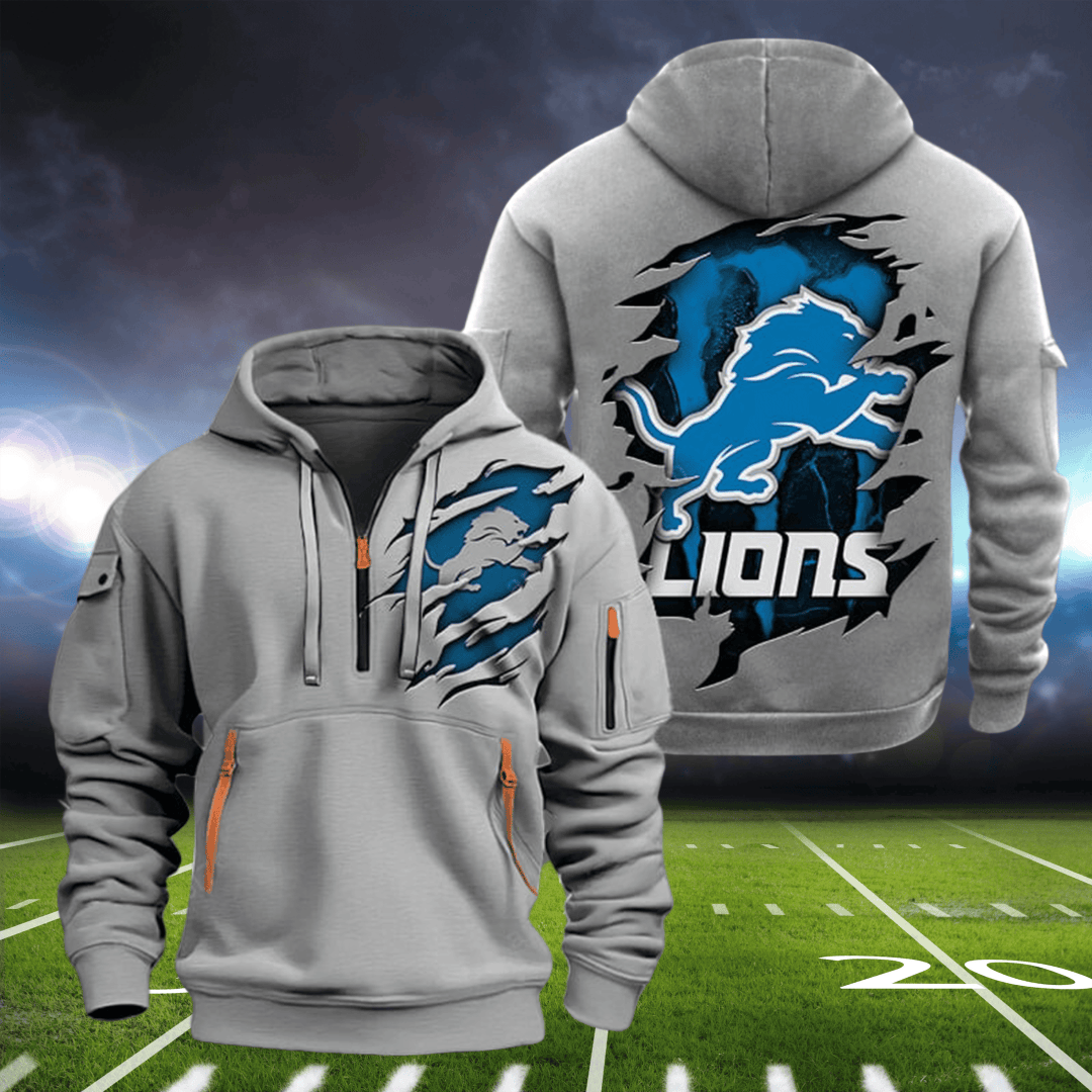 Detroit Lions  New Personalized Quarter Zip Hoodie Limited Edition AZBTQZH000093