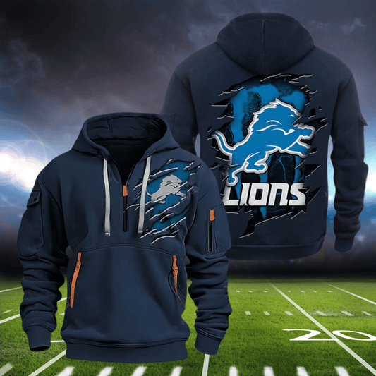 Detroit Lions  New Personalized Quarter Zip Hoodie Limited Edition AZBTQZH000093