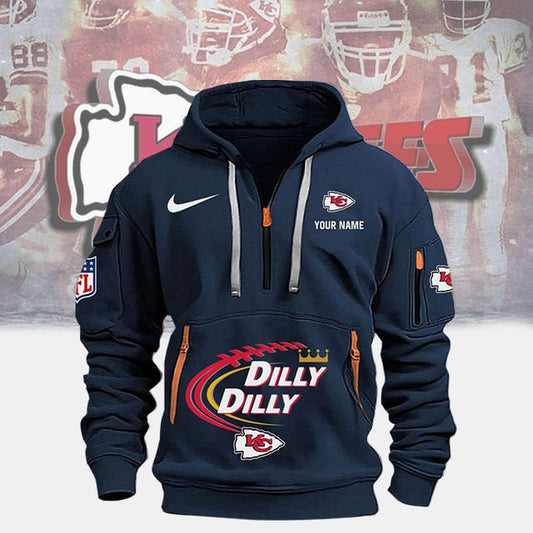 Kansas City Chiefs New Personalized Quarter Zip Hoodie Limited Edition AZBTQZH000072
