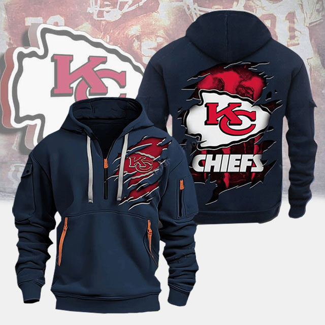Kansas City Chiefs New Personalized Quarter Zip Hoodie Limited Edition AZBTQZH000064