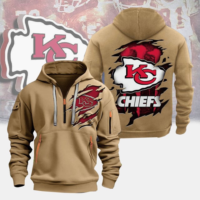 Kansas City Chiefs New Personalized Quarter Zip Hoodie Limited Edition AZBTQZH000064