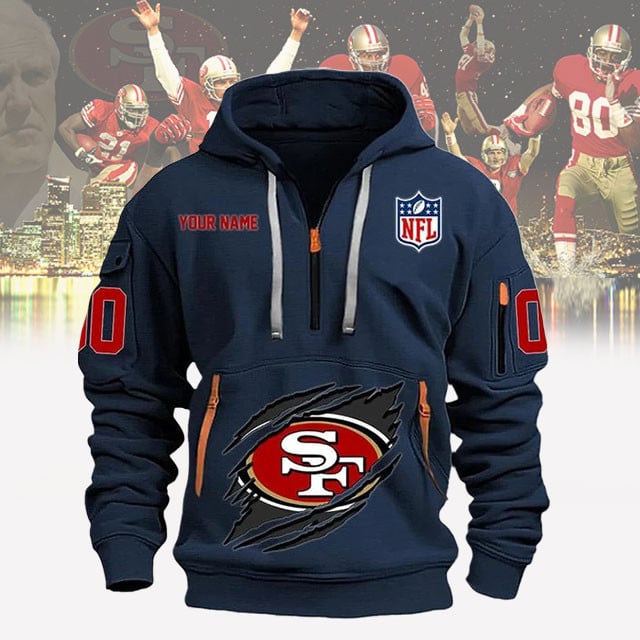 San Francisco 49ers New Personalized Quarter Zip Hoodie Limited Edition AZBTQZH000071