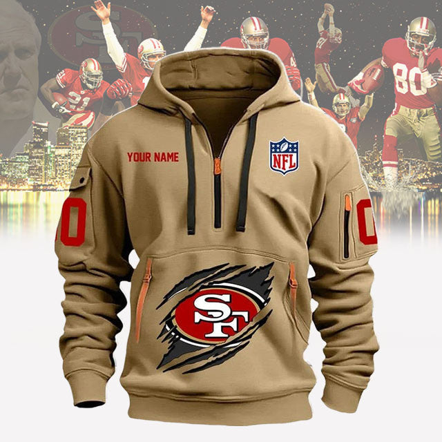 San Francisco 49ers New Personalized Quarter Zip Hoodie Limited Edition AZBTQZH000071