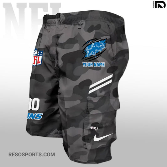 Detroit Lions Personalized Multi-Pockets Man Shorts AZBTMPMS000027