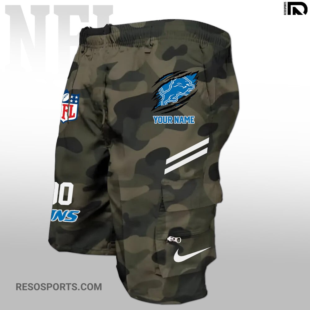 Detroit Lions Personalized Multi-Pockets Man Shorts AZBTMPMS000027