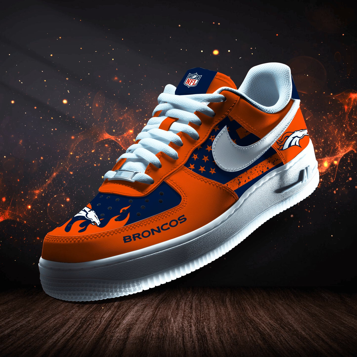 Denver Broncos Personalized  AF1-1 Logo Pattern Sneakers AZBTAF1000367