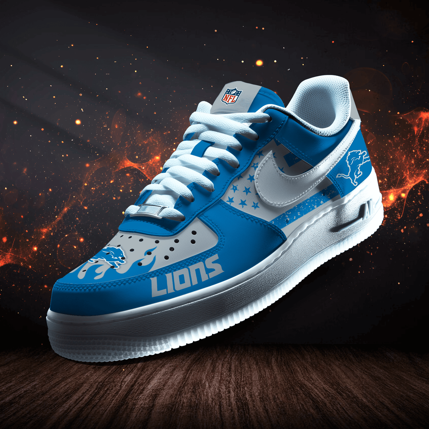 Detroit Lions Personalized  AF1-1 Logo Pattern Sneakers AZBTAF1000365