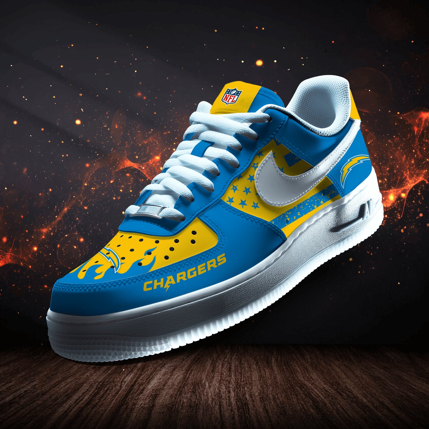 Los Angeles Chargers Personalized  AF1-1 Logo Pattern Sneakers AZBTAF1000372