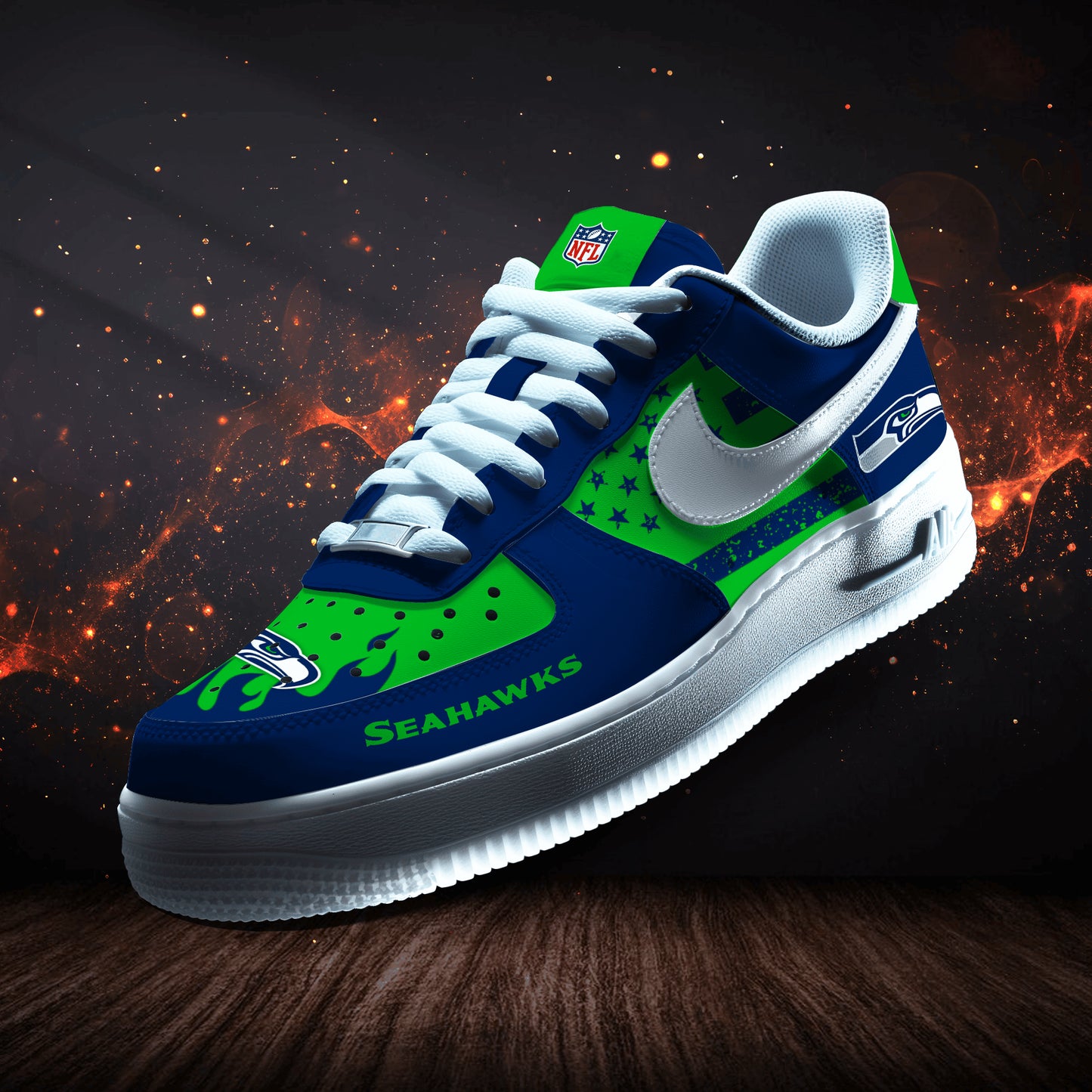 Seattle Seahawks Personalized  AF1-1 Logo Pattern Sneakers AZBTAF1000315