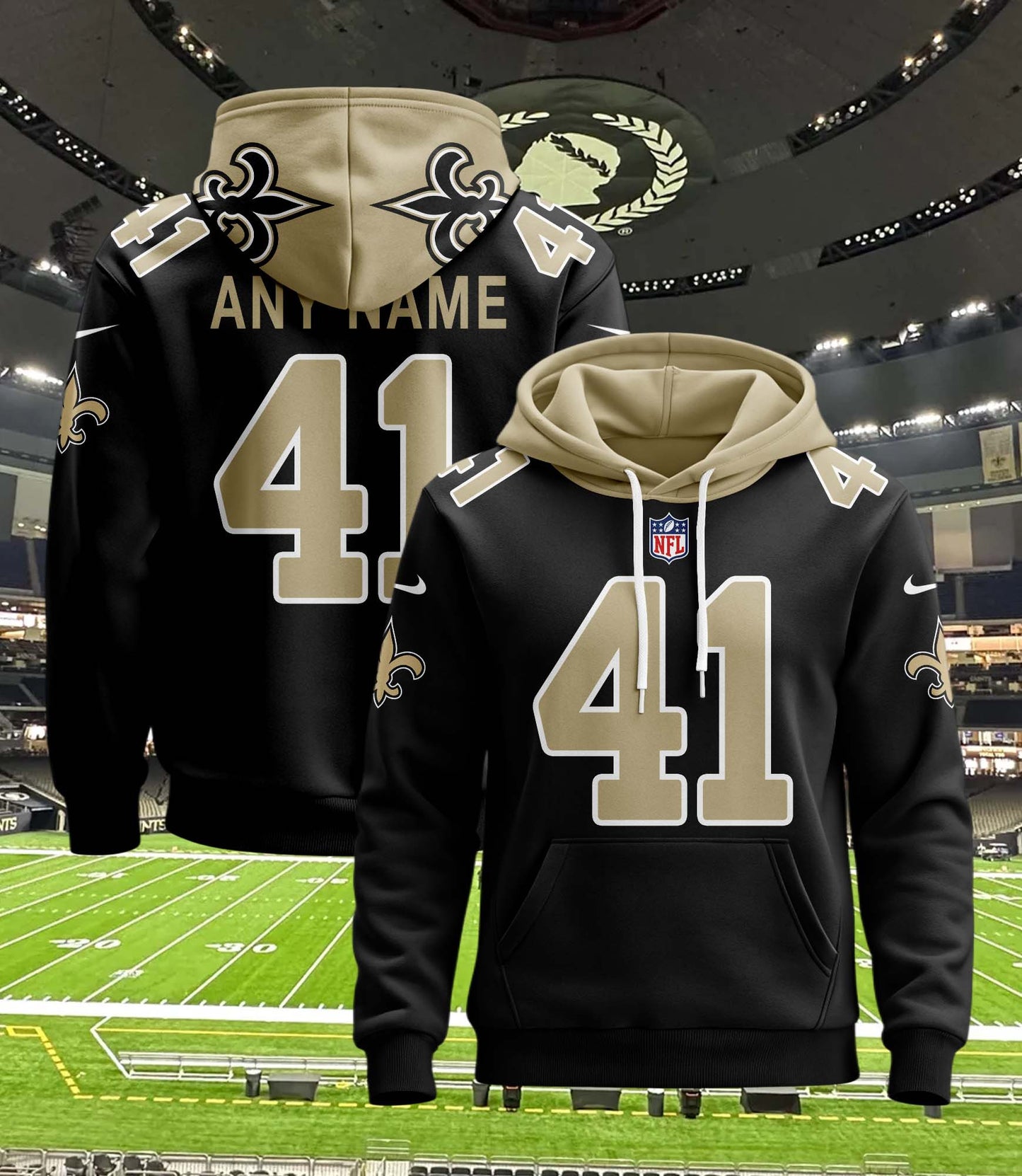 New Orleans Saints New Personalized Football Hoodie Style Jersey AZBTJSHD000004