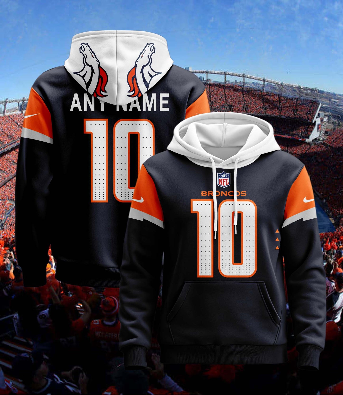 Denver Broncos New Personalized Football Hoodie Style Jersey AZBTJSHD000070
