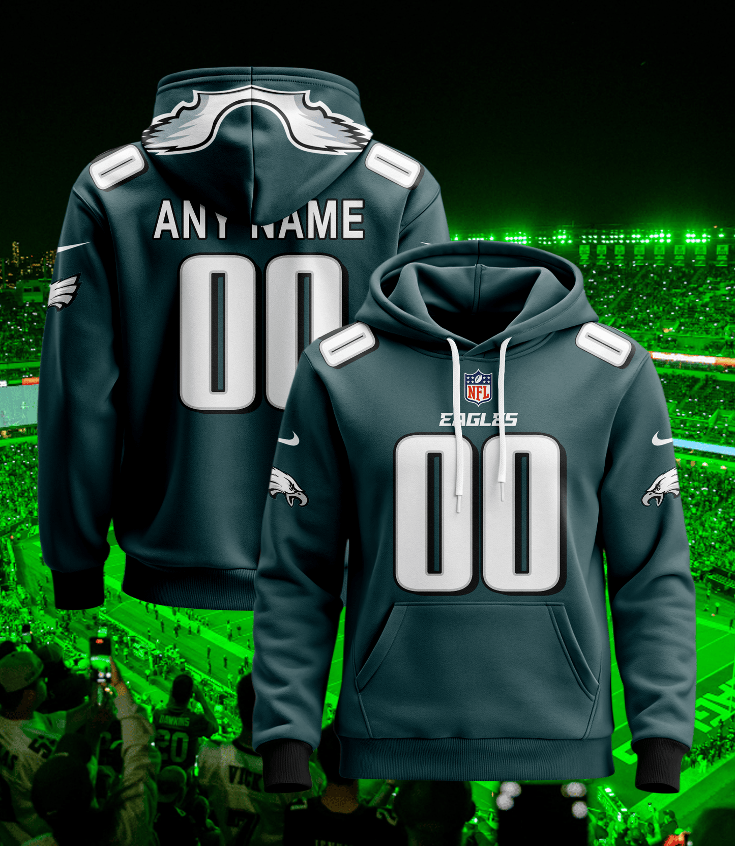 Philadelphia Eagles New Personalized Football Hoodie Style Jersey AZBTJSHD000011