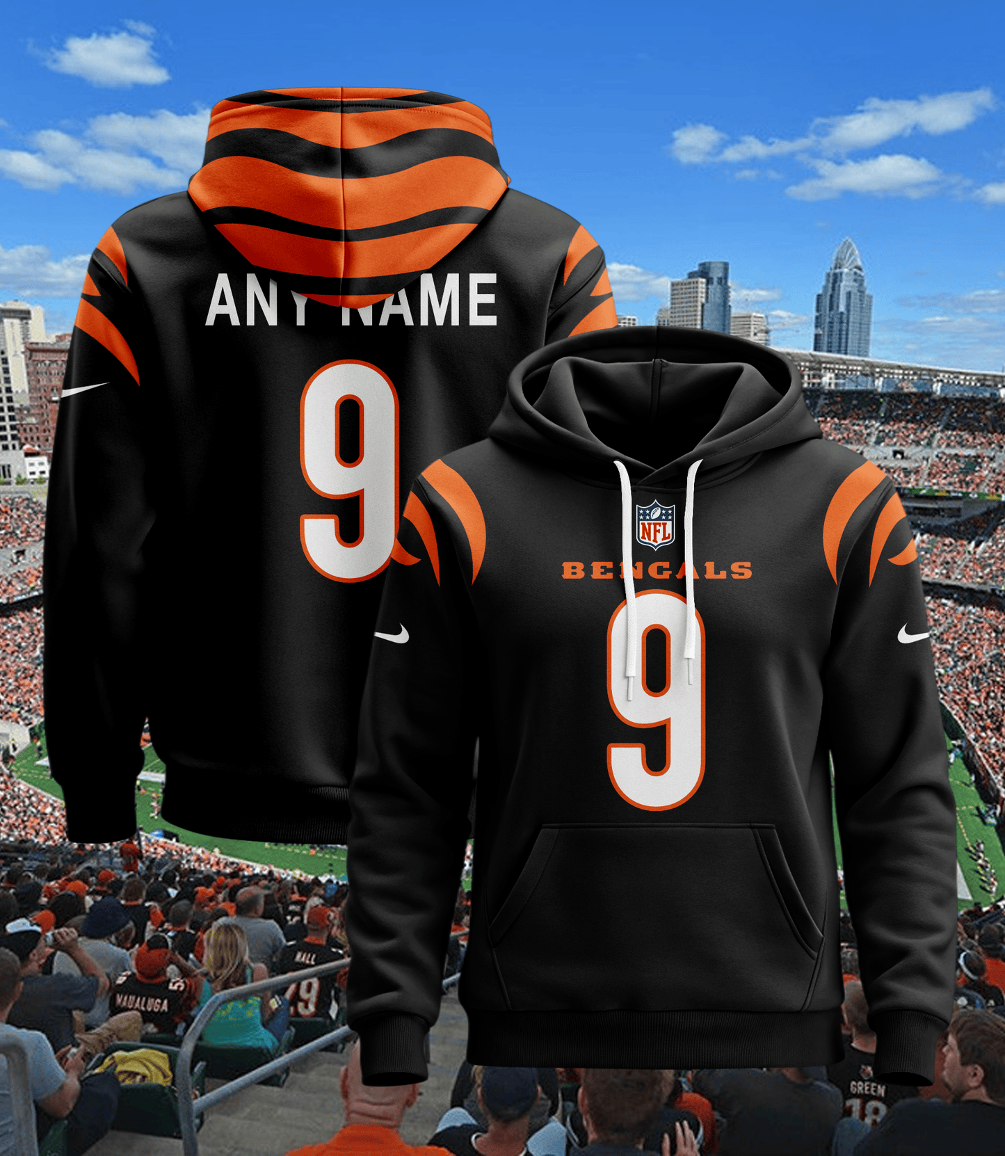 Cincinnati Bengals New Personalized Football Hoodie Style Jersey AZBTJSHD000063
