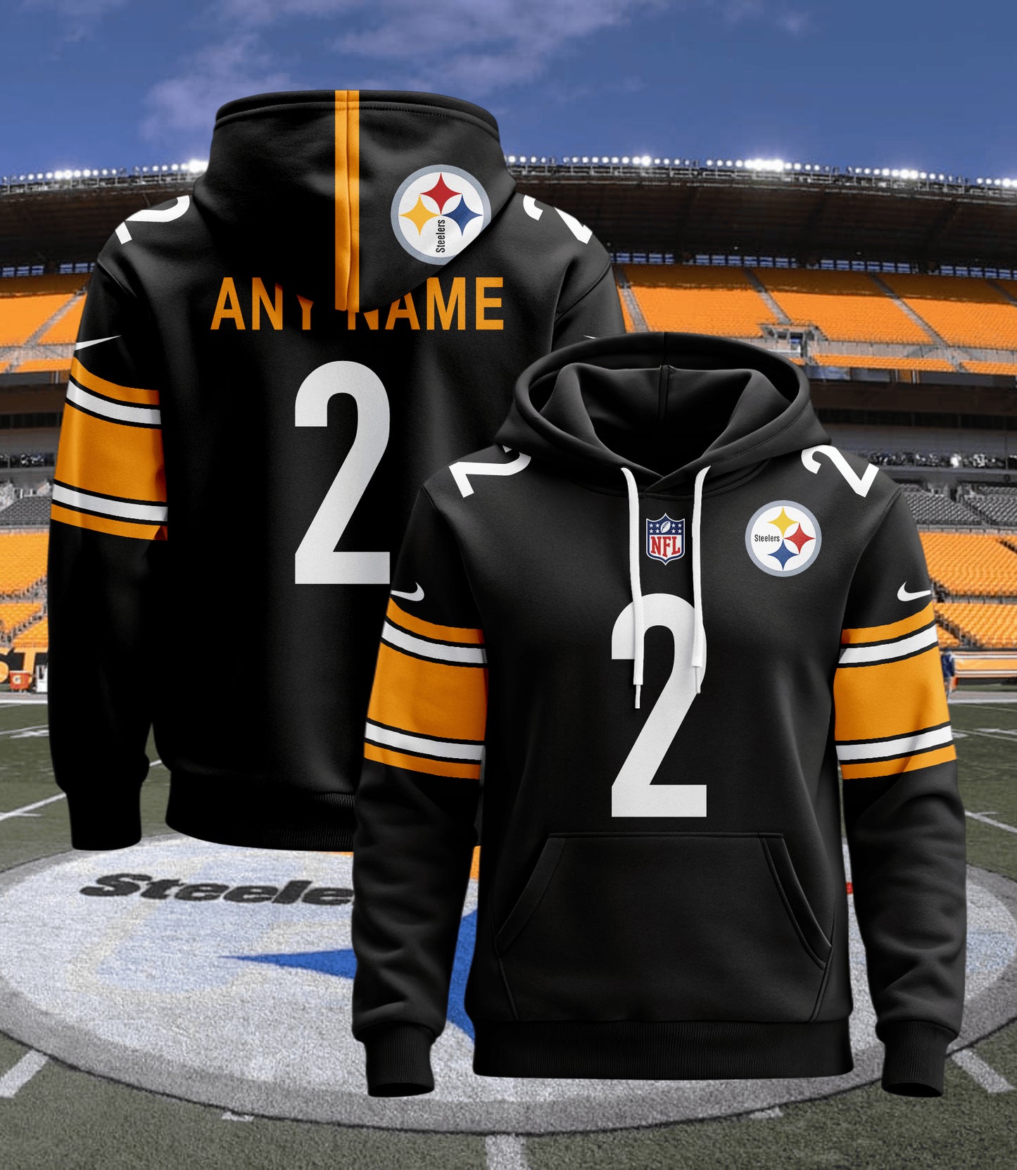 Pittsburgh Steelers New Personalized Football Hoodie Style Jersey AZBTJSHD000012