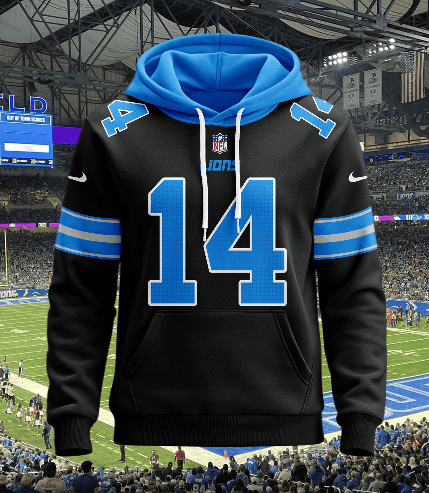 Detroit Lions New Personalized Football Hoodie Style Jersey AZBTJSHD000072