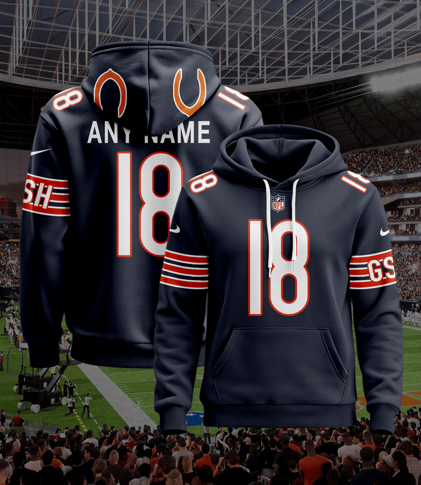 Chicago Bears New Personalized Football Hoodie Style Jersey AZBTJSHD000060