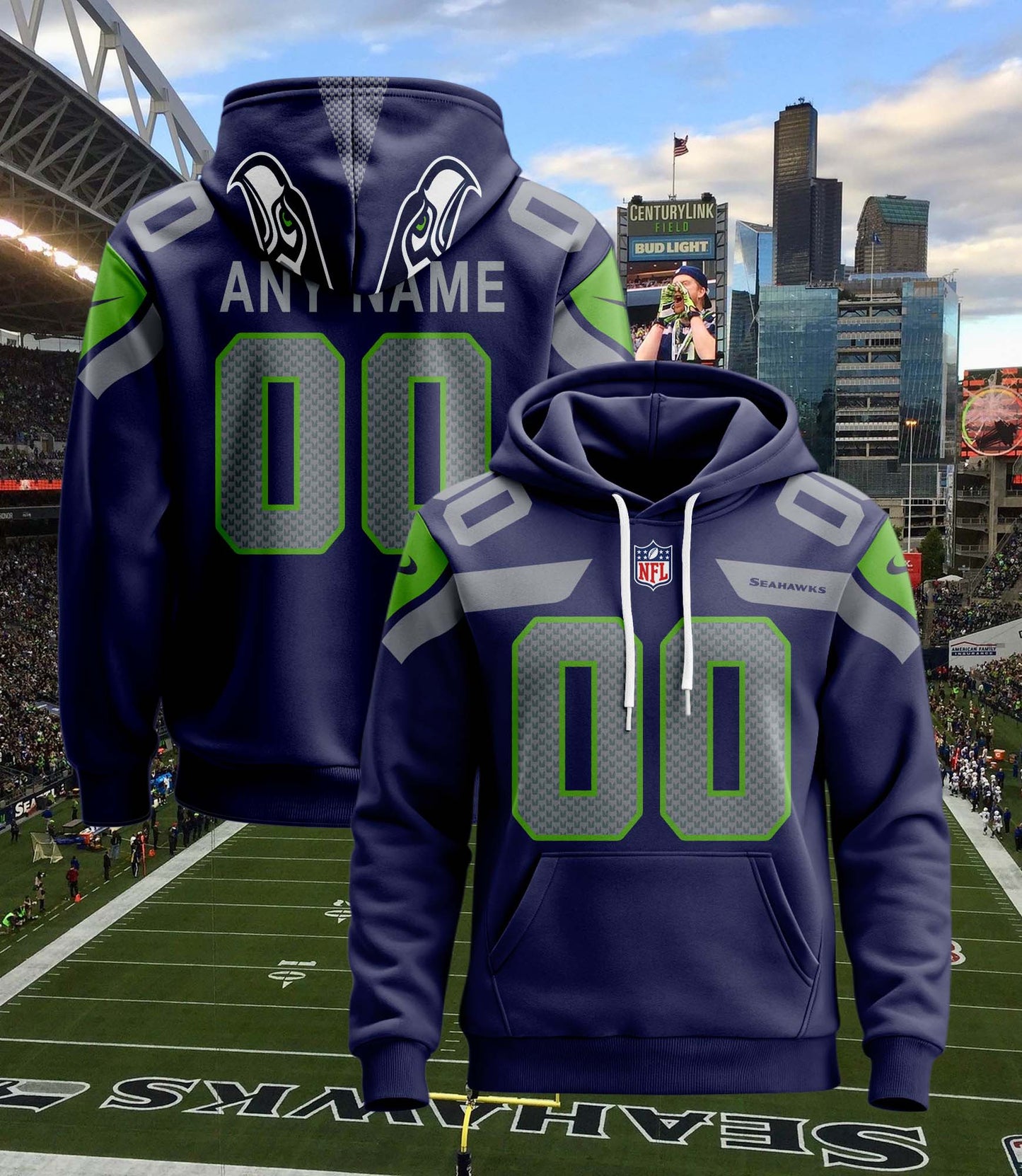 Seattle Seahawks New Personalized Football Hoodie Style Jersey AZBTJSHD000015