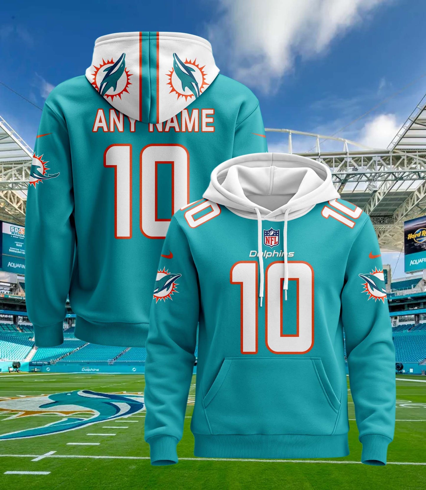 Miami Dolphins New Personalized Football Hoodie Style Jersey AZBTJSHD000080