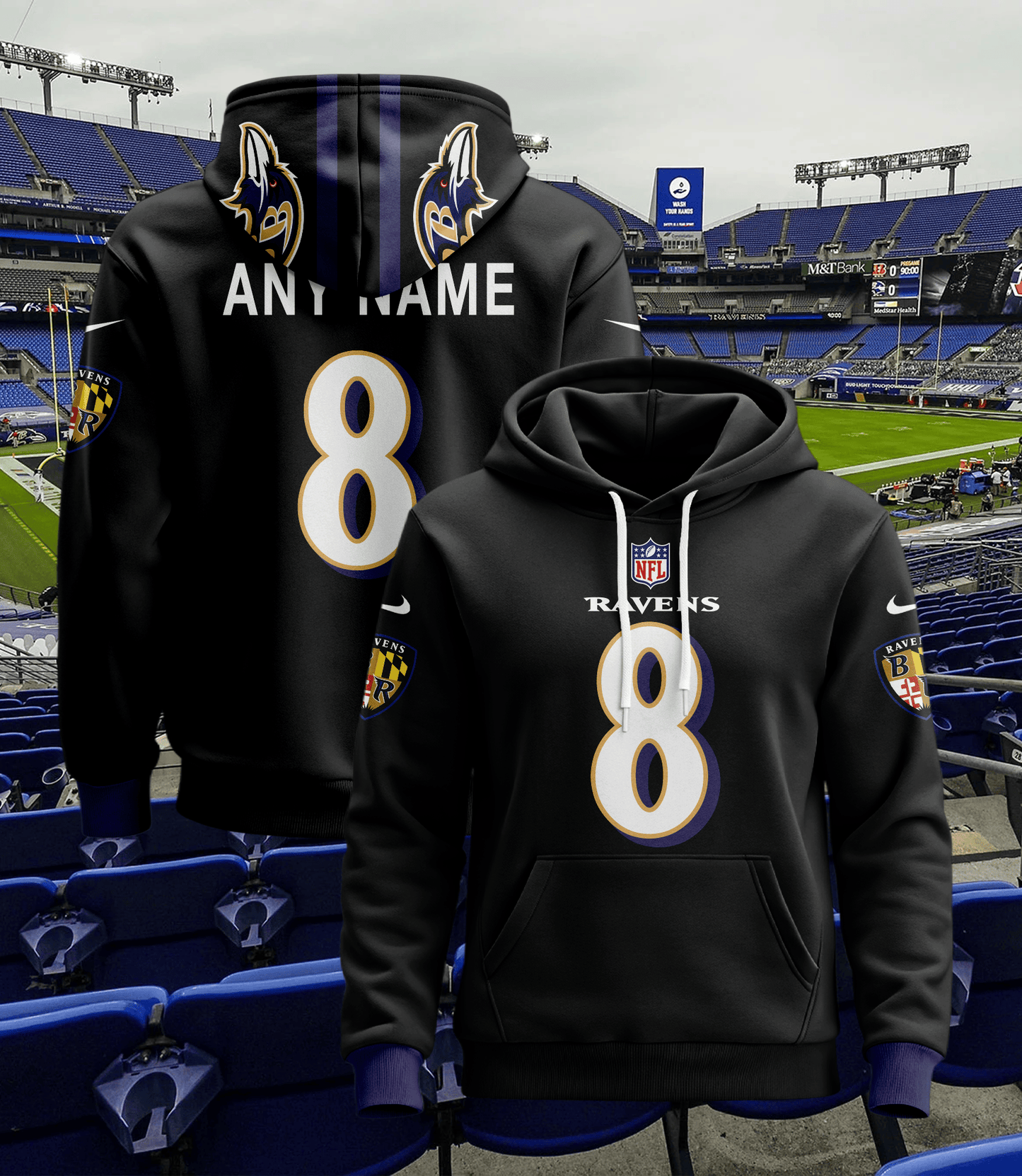 Baltimore Ravens New Personalized Football Hoodie Style Jersey AZBTJSHD000057