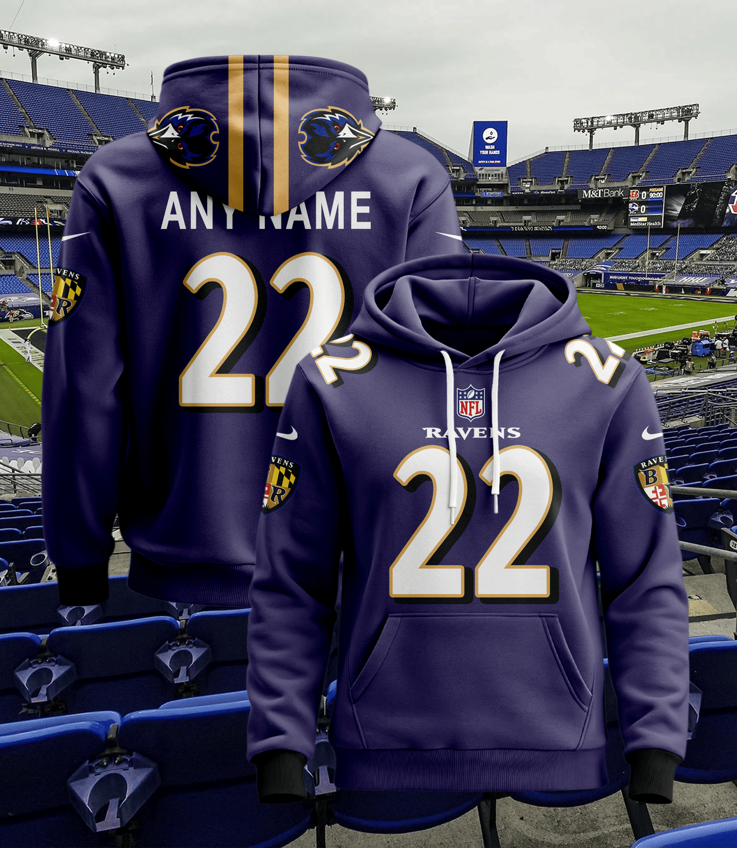 Baltimore Ravens New Personalized Football Hoodie Style Jersey AZBTJSHD000056