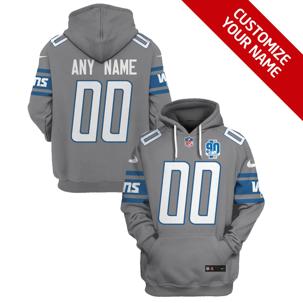 Detroit Lions New Personalized Football Hoodie Style Jersey AZBTJSHD000032