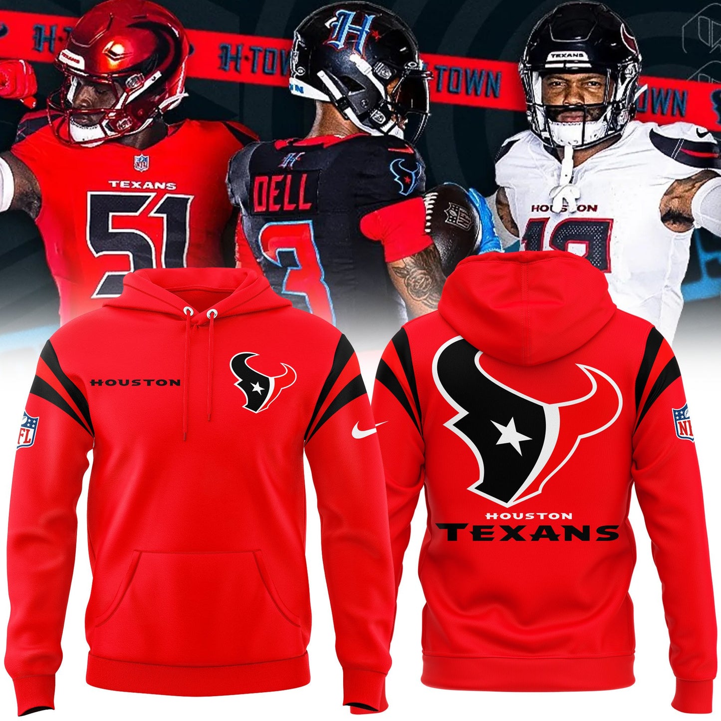 Houston Texans New Personalized Football Hoodie Style Jersey AZBTJSHD000051